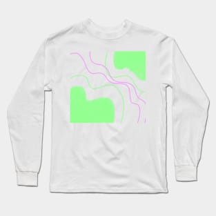 Green pink watercolor abstract art design Long Sleeve T-Shirt